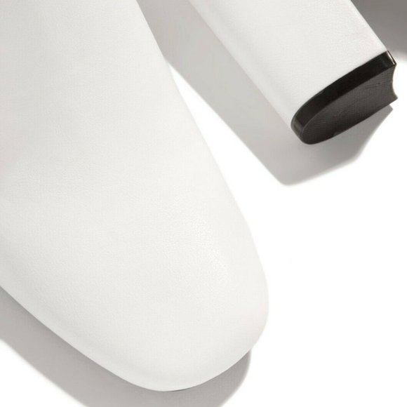 NEW🔥 White Block Chunky High Heel Ankle Booties Boots w/ Zip FREE PAIR SHOES - Picture 10 of 10